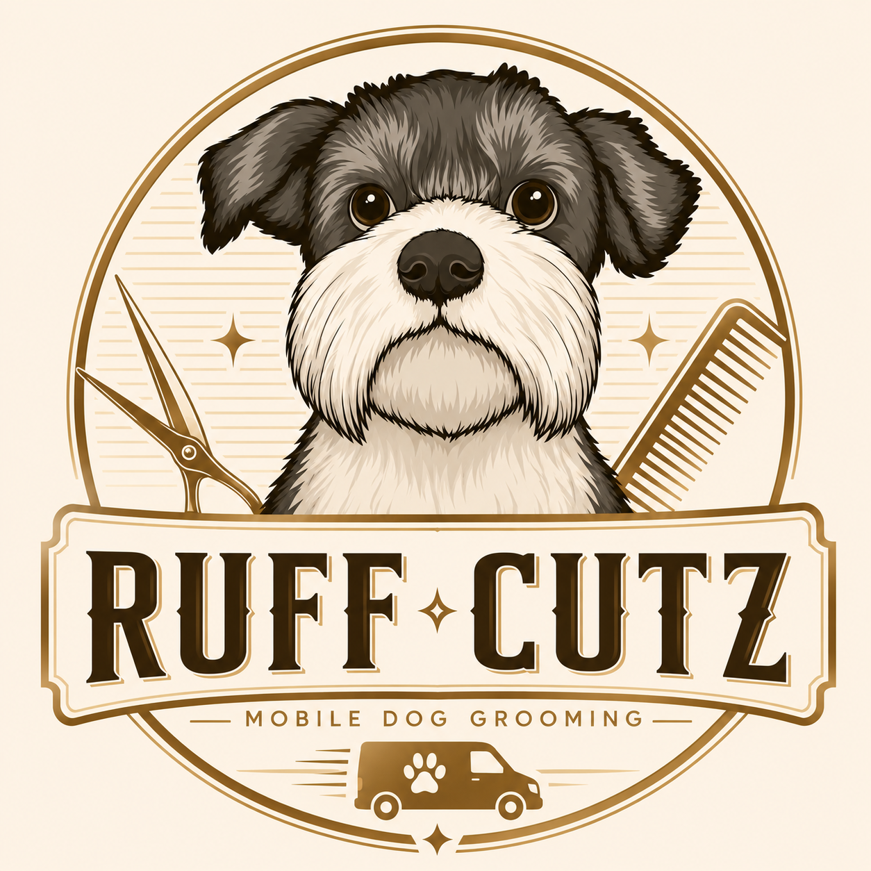 Ruff Cutz Mobile dog grooming logo