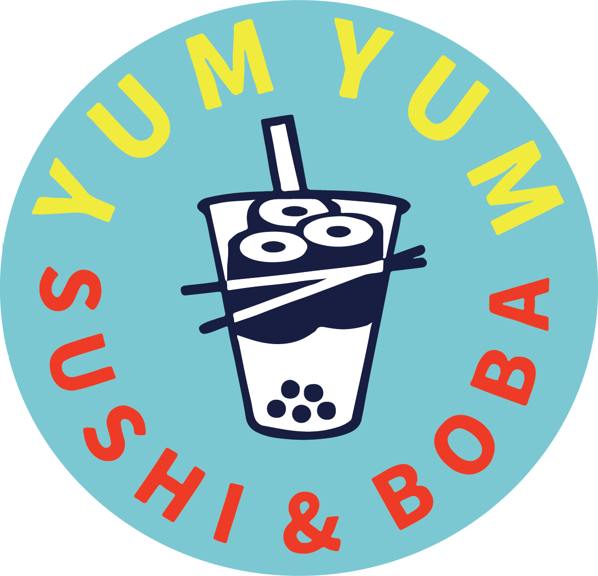 Yum Yum Sushi and Boba logo