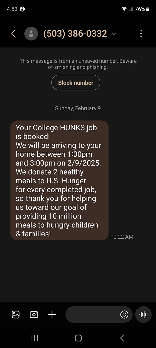 Customer photo of work by College Hunks Hauling Junk and Moving Happy Valley, from Abby Normal's review