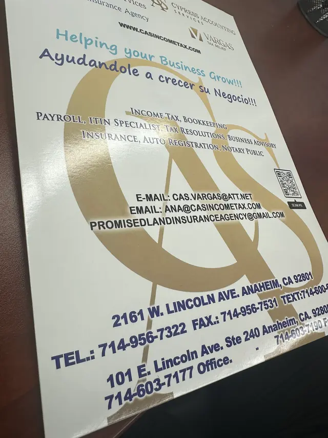 C.A.S. Cypress Accounting Services. & Promised Land Ins. Agency INCOME TAX SERVICES — customer photo 2