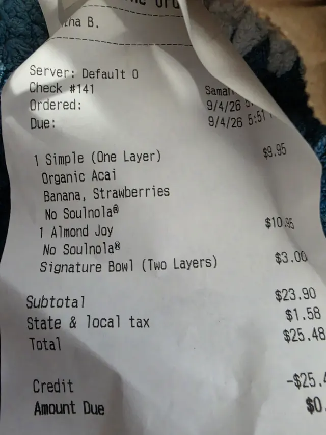 Customer photo of work by Soul Bowls, from Samantha Baker's review