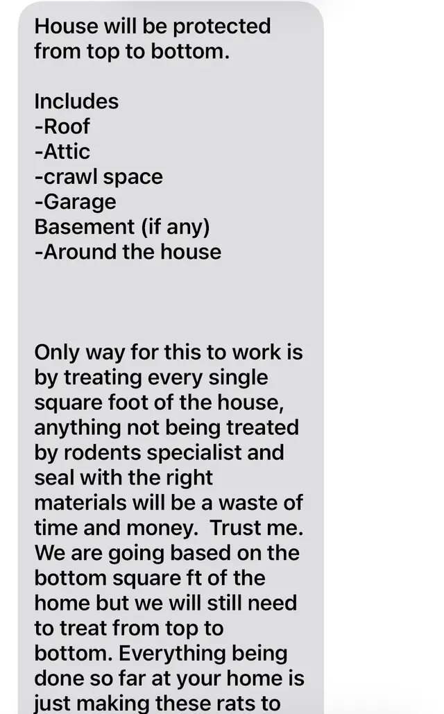 Customer photo of work by Rodent Control Inc., from X-SW's review