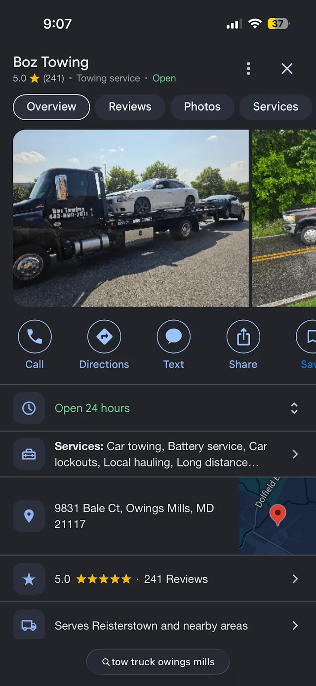 Customer photo of work by Boz Towing, from Andro's Caldwell's review