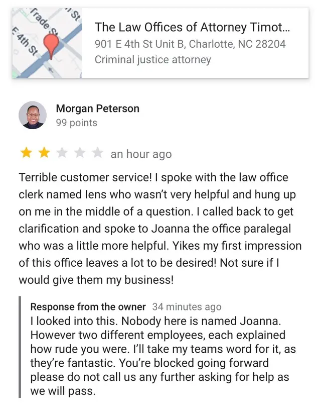 Customer photo of work by The Law Offices of Attorney Timothy J. Pavone, PLLC, from Morgan Peterson's review