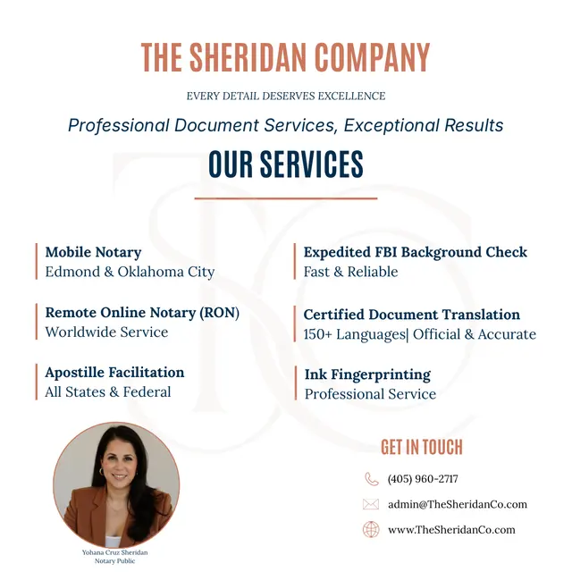 The Sheridan Company | Mobile & Remote Online Notary | Nationwide Apostille Facilitator | Document Translation — photo from the business 10