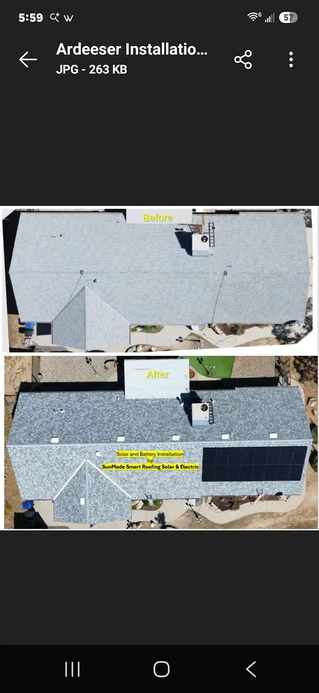Customer photo of work by SunMade Smart Roofing, Solar Fresno & Electric, from Kymberly Ardeeser's review
