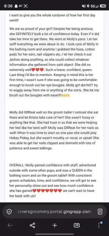 Customer photo of work by Carvers' Groomery, from max flowers's review